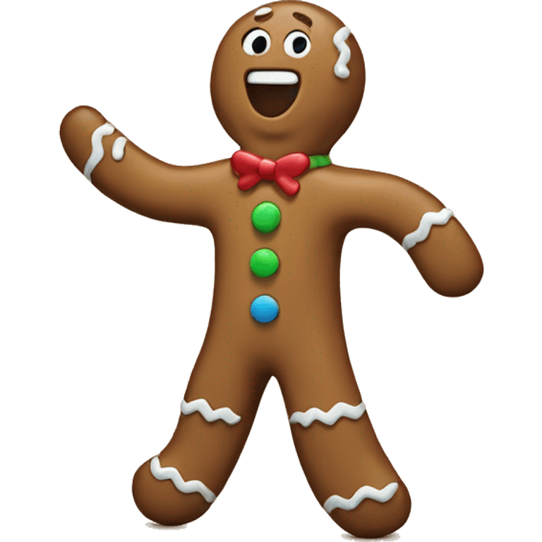 gingerbread man waving emoji