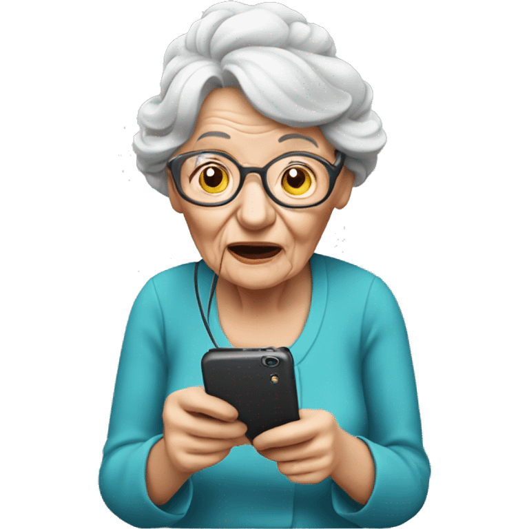 An old lady eating a phone  emoji