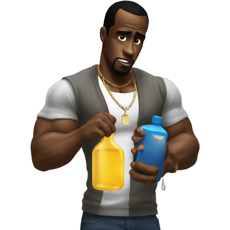  P Diddy putting oil on his muscles emoji