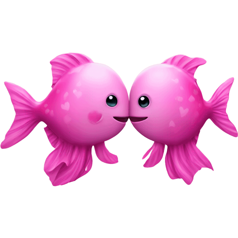 Two pink sea creatures kissing with glitter and hearts emoji