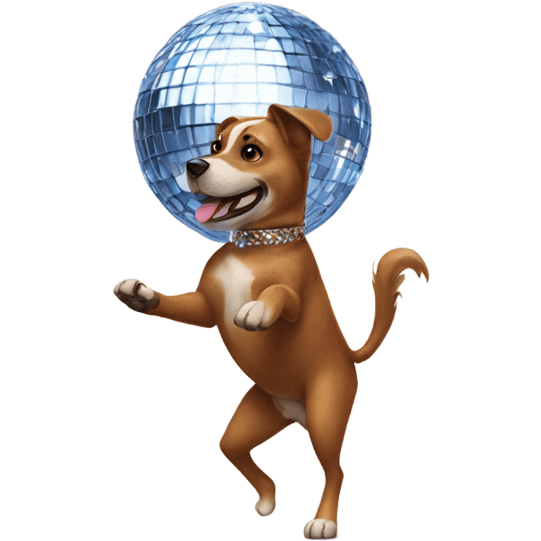 Dog dancing to disco ball emoji