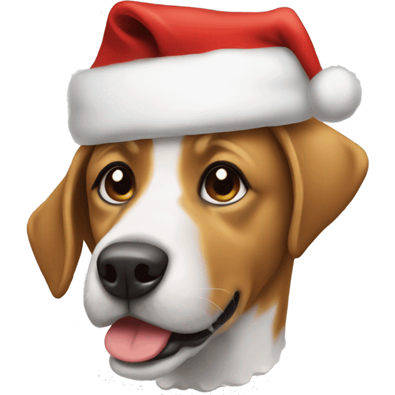 A dog with a Santa hat emoji