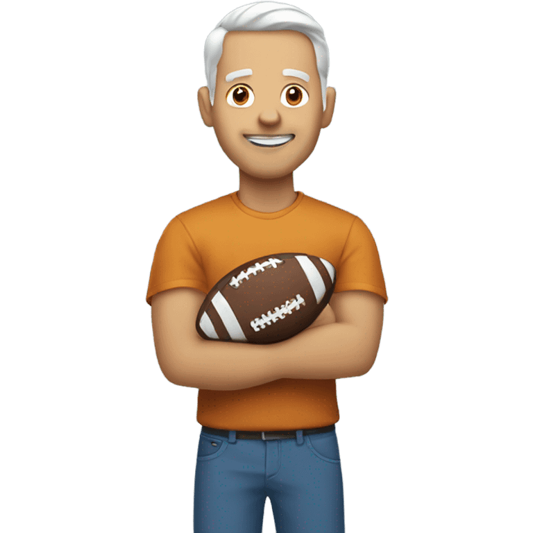 White dad holding a football emoji