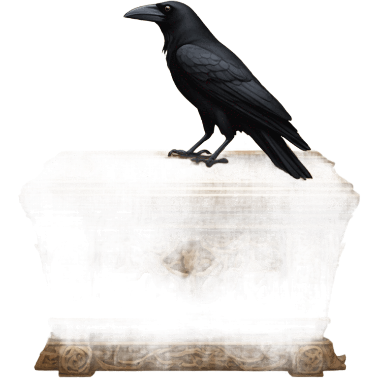 crow sitting on a coffin emoji