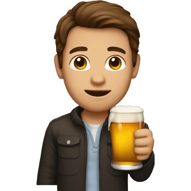 Person with brown hair holding beer emoji