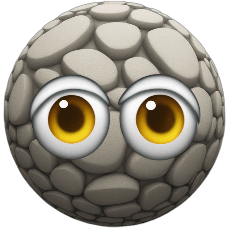 3d sphere with a cartoon cobblestone texture with big stupid eyes emoji