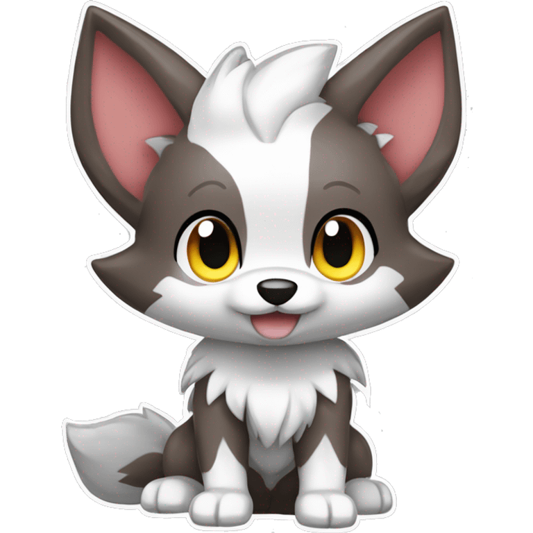 Kawaii Cool Chibi Poochyena-Rocruff-Lycanroc-Pokémon Full Body Detailed High Quality emoji