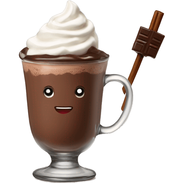 hot chocolate with whipped cream and a chocolate stick emoji