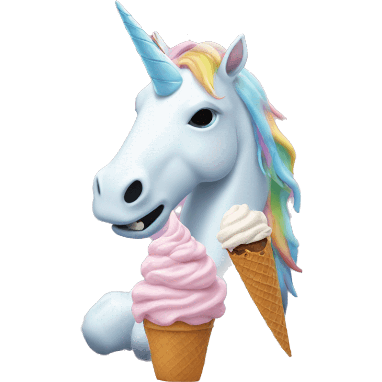 unicorn eating ice cream with a ghost  emoji