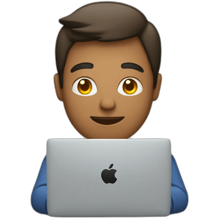 guy working on a Macbook with apple logo emoji