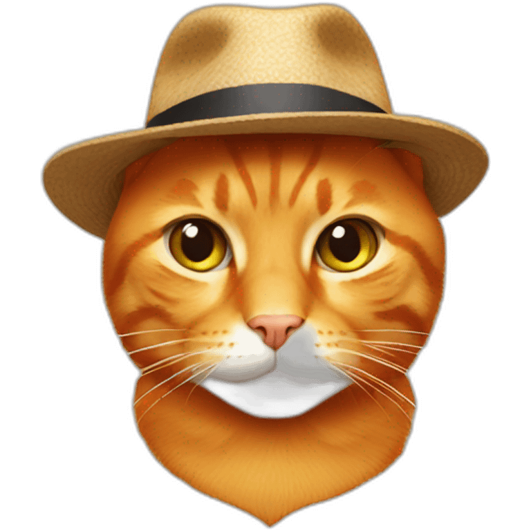 Orange cat wearing a fedora emoji