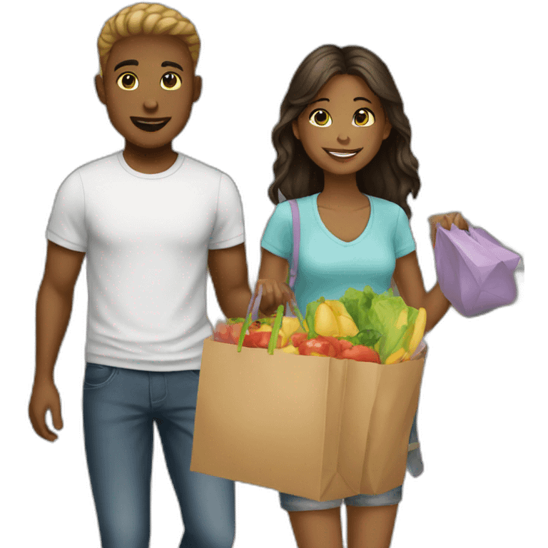 Boy shopping with girl emoji