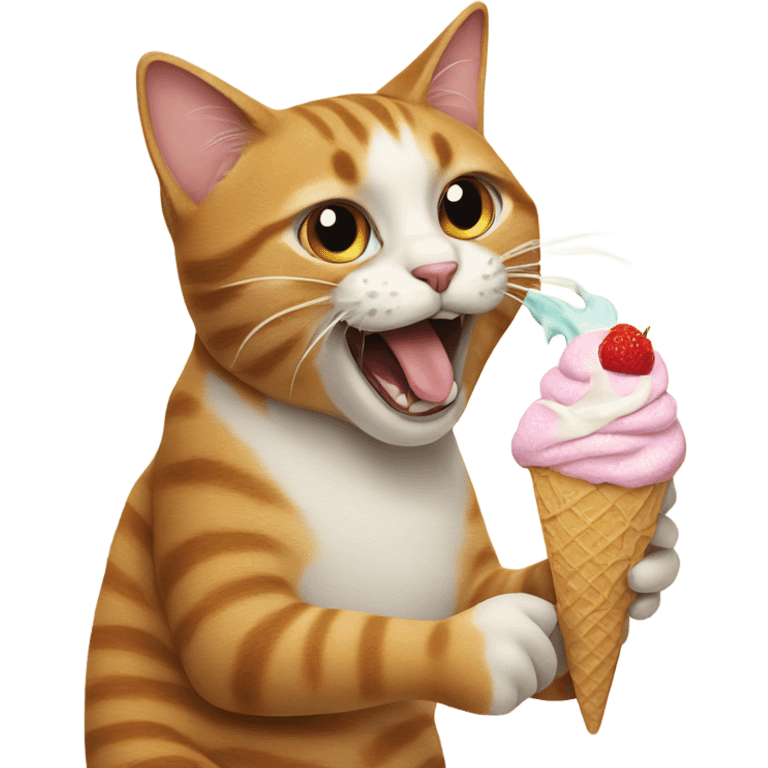 A cat eating ice cream  emoji