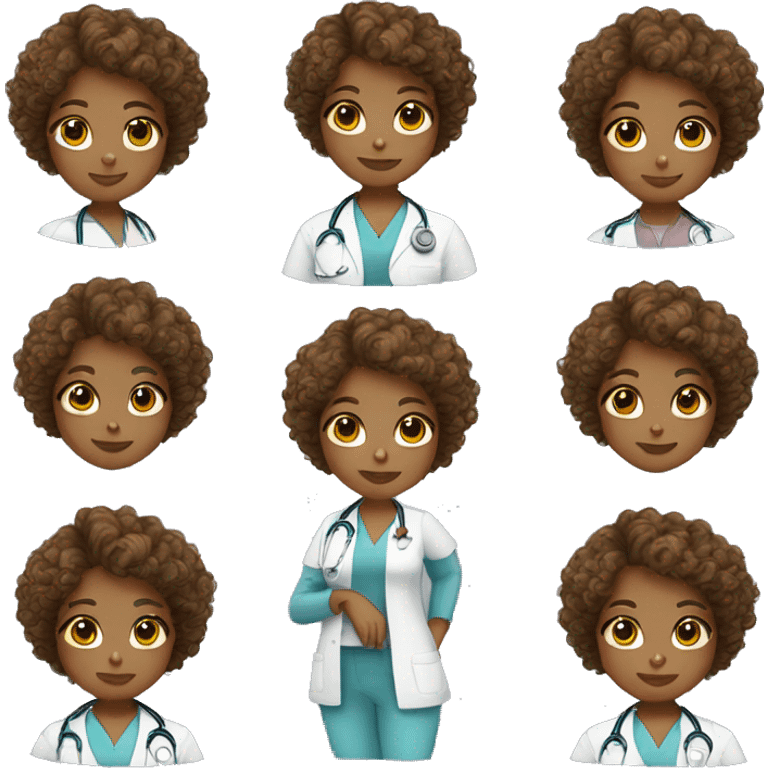 nurse curly hair brown emoji