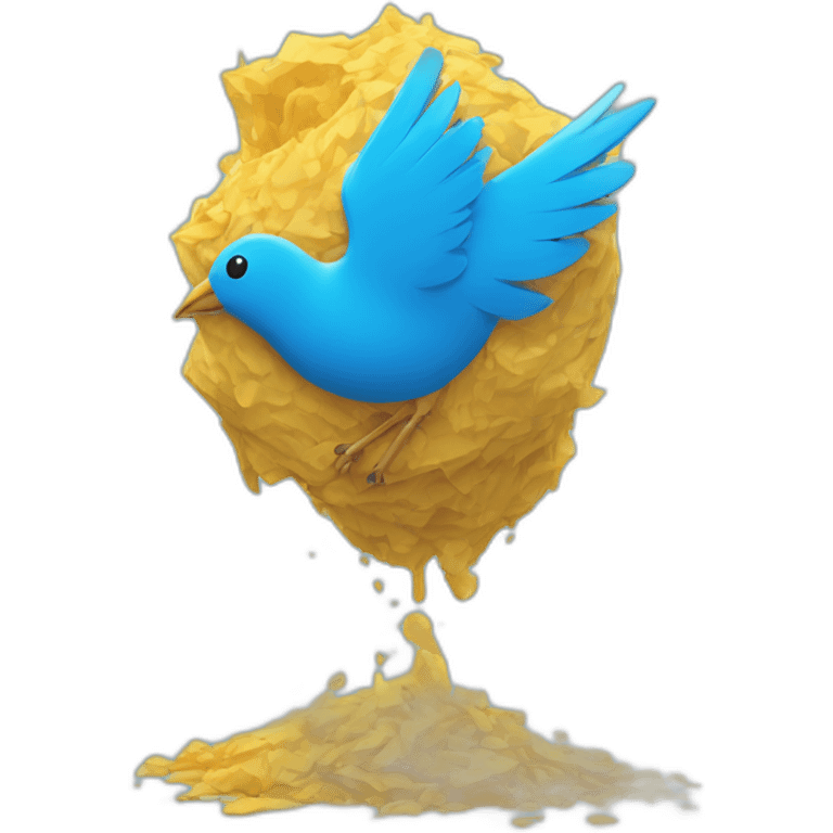 Twitter bird being crushed by 𝕏 logo emoji