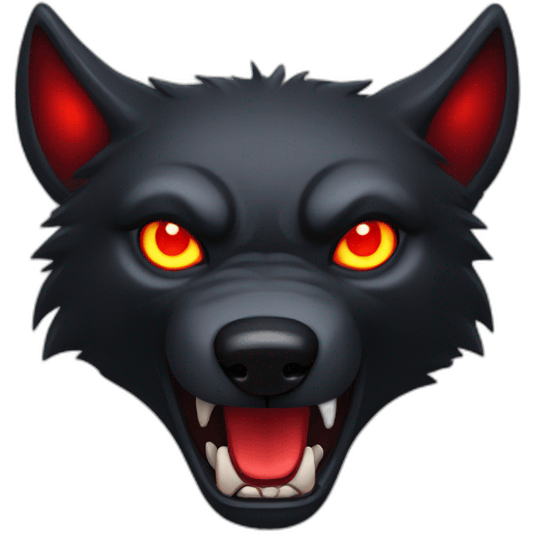 angry black wolf, red glowing eyes emoji