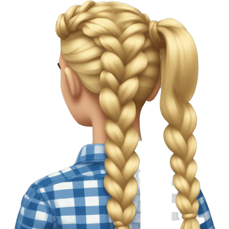 Woman in plaid shirt with blonde French braid from behind emoji