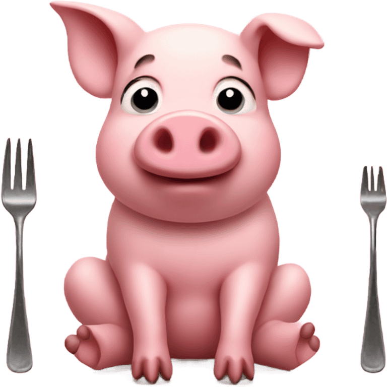 Pig sitting on a fork emoji