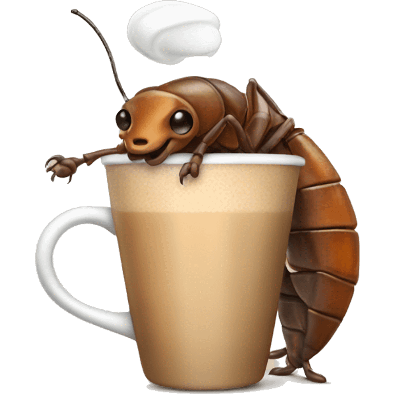 Roach holding a Latte emoji