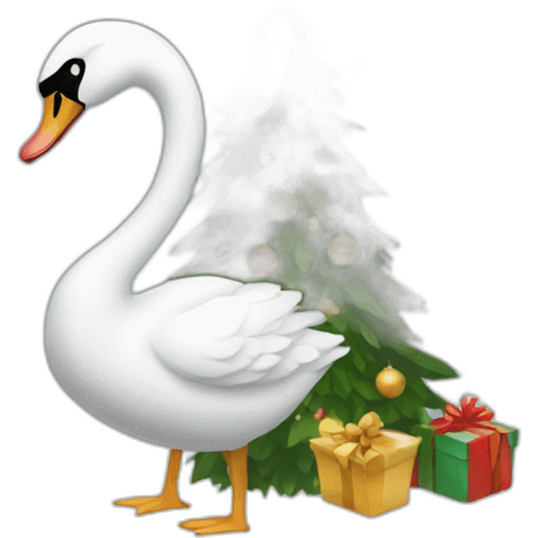 Swan under the Christmas tree emoji