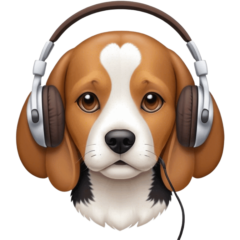 Beagle wearing headphones emoji