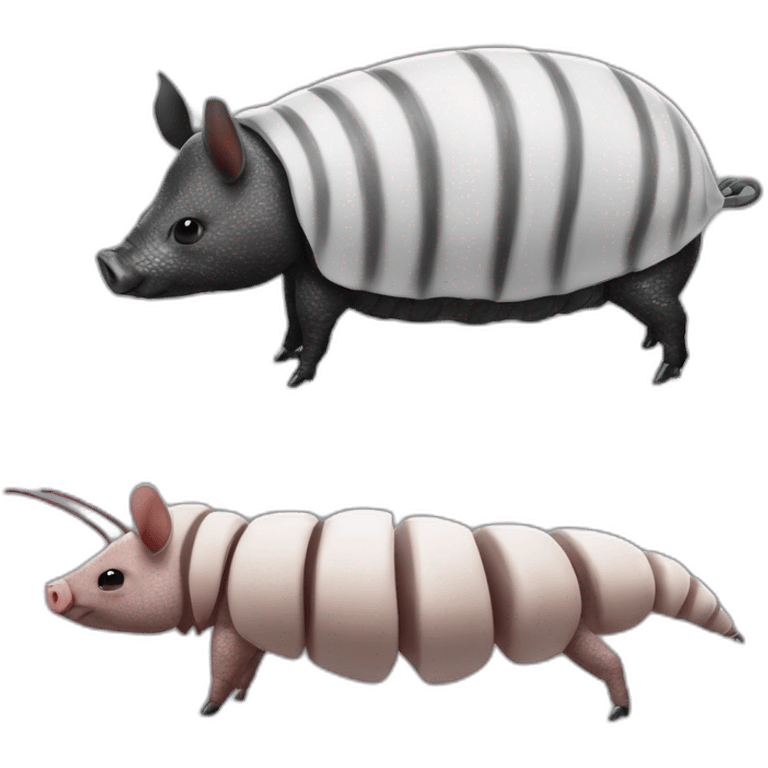 Black and white pig armadillo cow centipede insect emoji