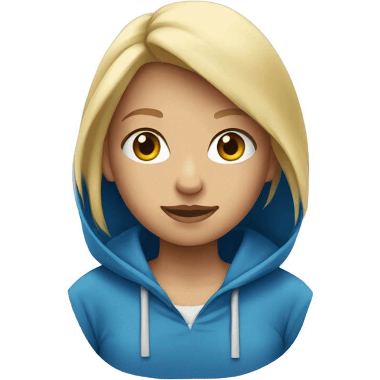 Blonde girl with a blue hoodie emoji