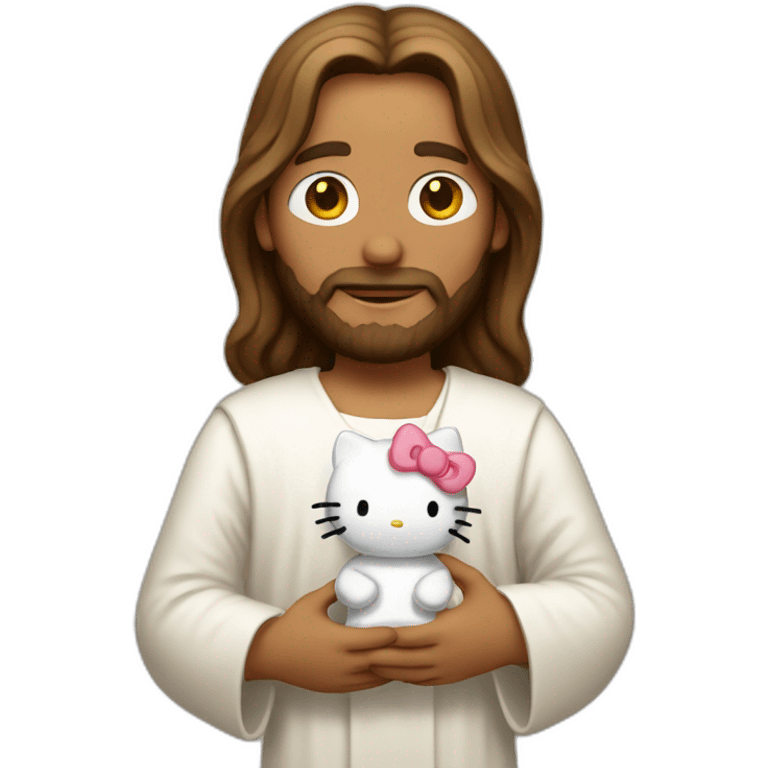 jesus holding hello kitty emoji