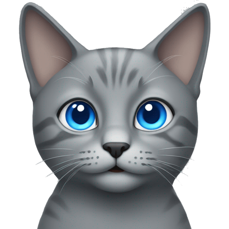 Grey cat with blue eyes emoji