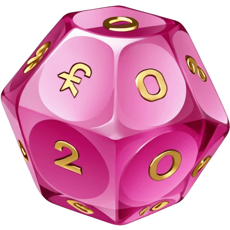  crystal gemstone d20 dice gold pink emoji