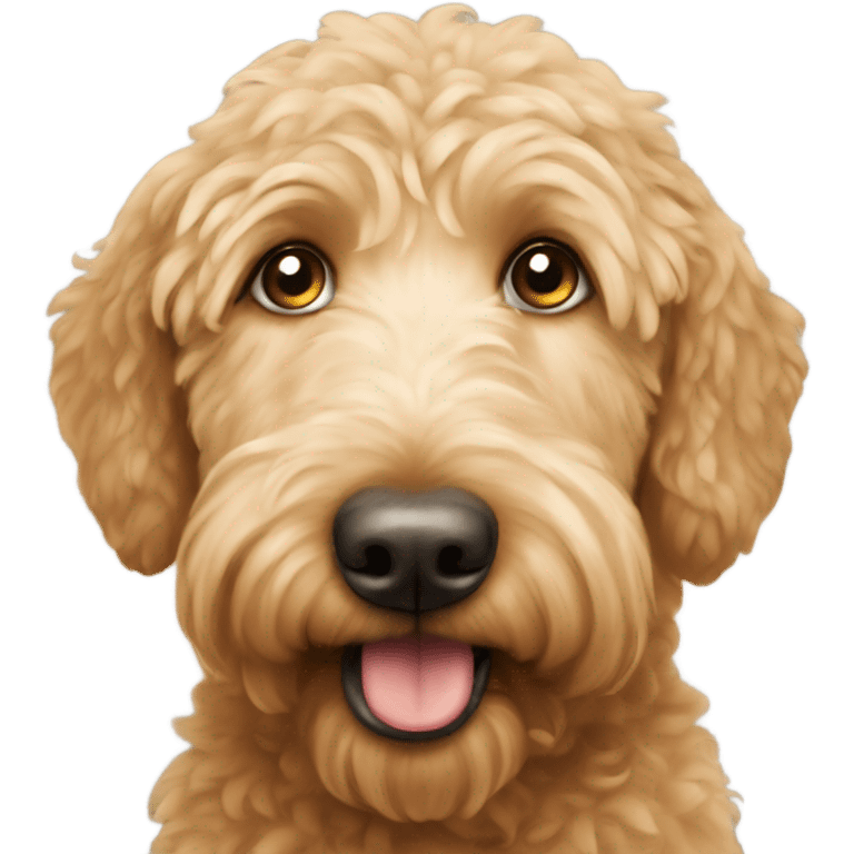 Golden doodle with hearts on its eyes emoji