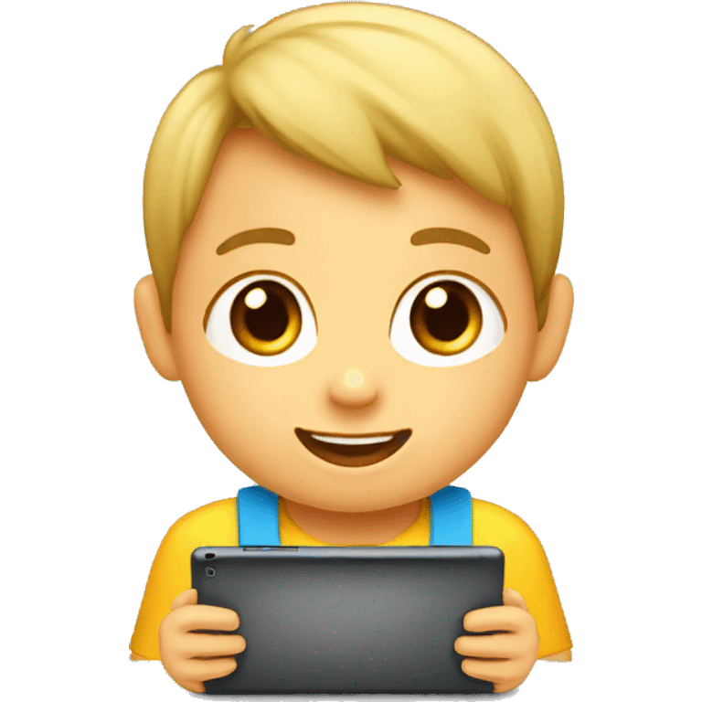 niños jugando con 1 tablet emoji