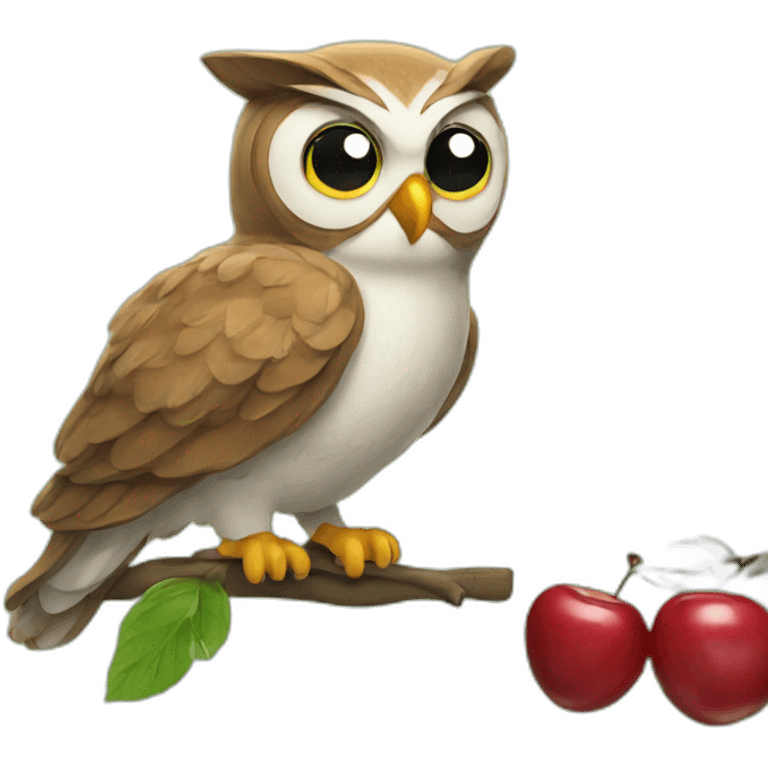 owl eating cherries emoji