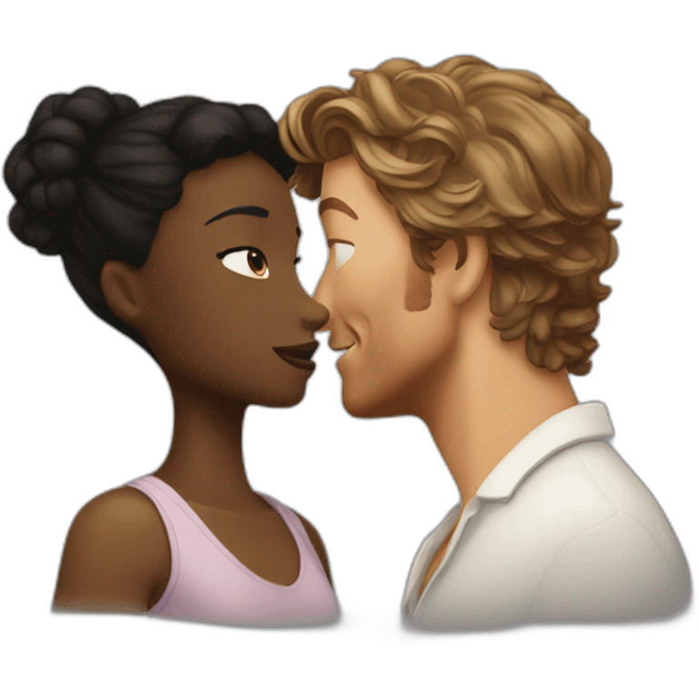 Simon Baker kiss-kiss a black girl brown eyes and sblack hair in a bun emoji