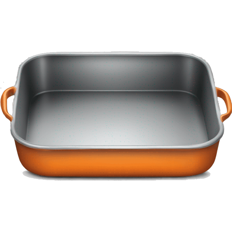 Realistic empty metallic orange baking pan with handles emoji