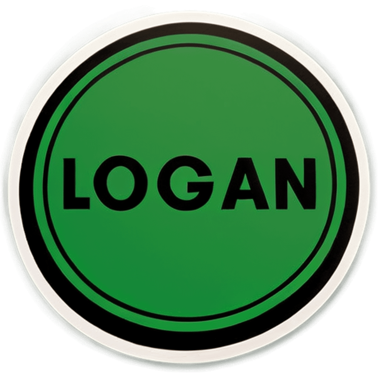 Green coin that says the word “Logan” emoji