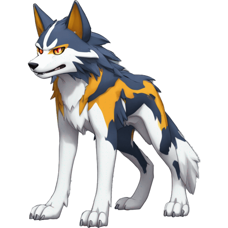  Cool Edgy Colorful Digimon-Fakemon-Wolf with edgy markings full body emoji