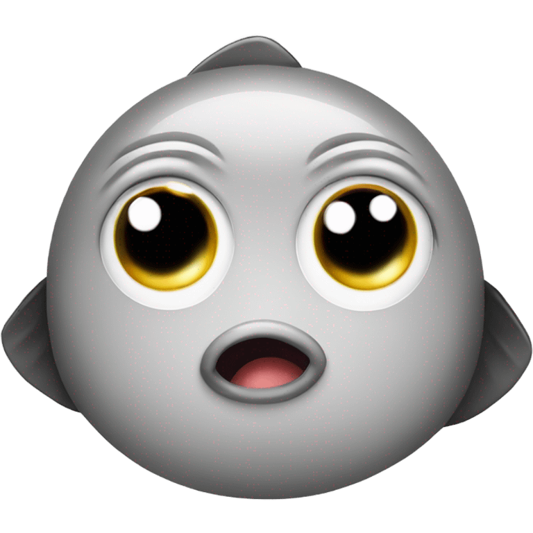 Round fish with wide set large eyes very cute  emoji