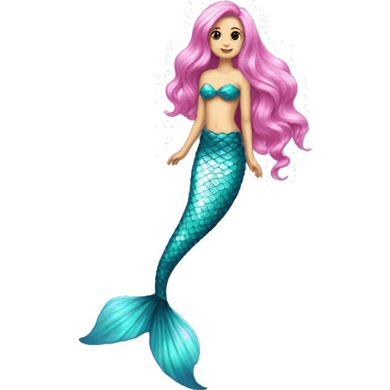 Iridescent mermaid tail full body long hair pink emoji