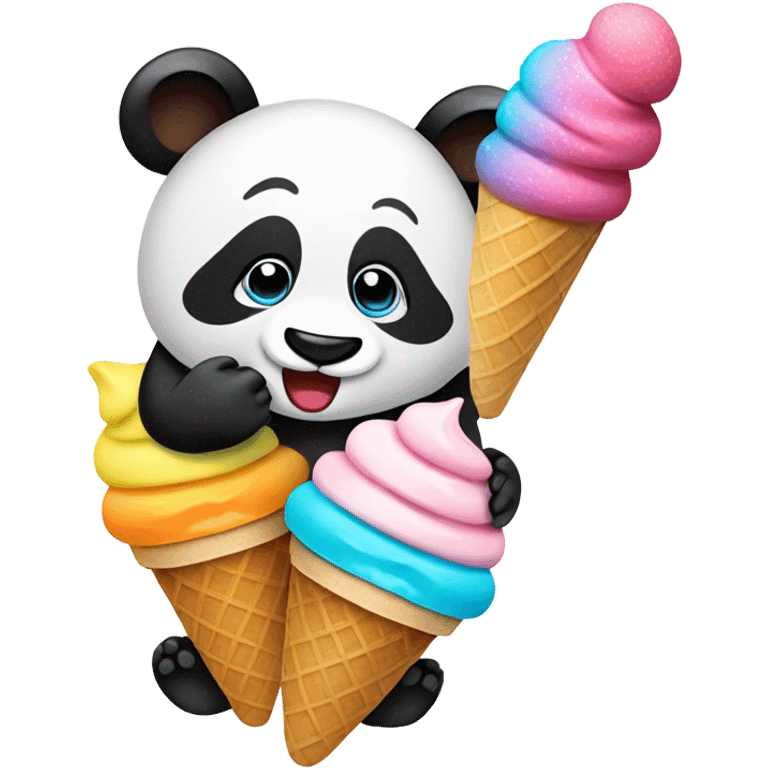 Panda eating ice cream emoji