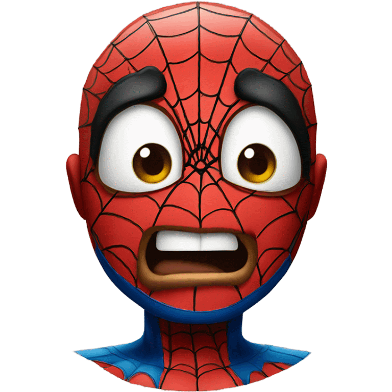 Spiderman making a face emoji