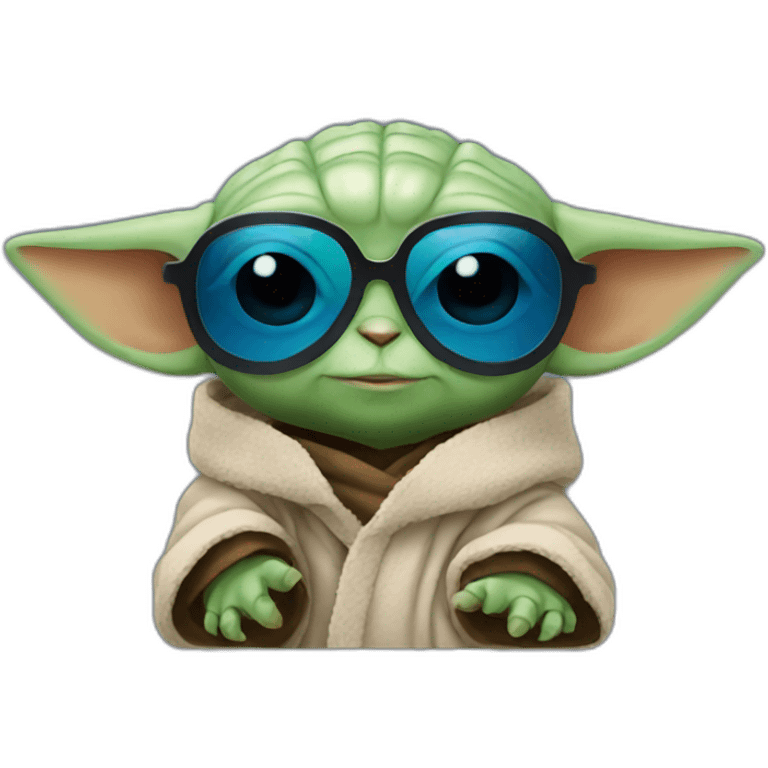 Baby yoda wearing blue sunglasses emoji