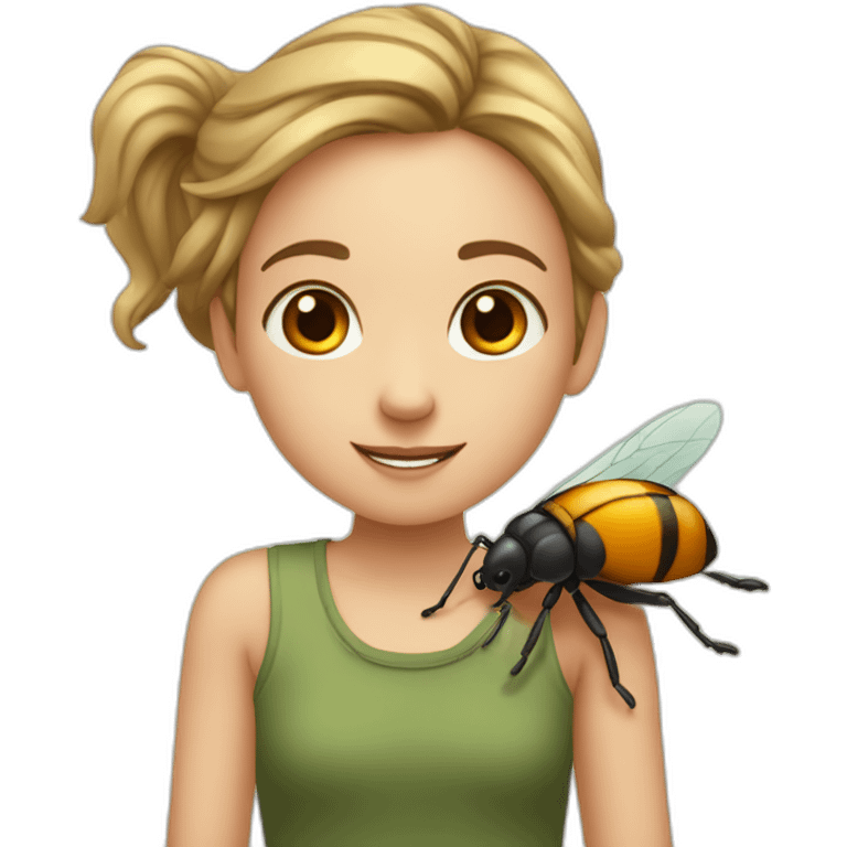 Fille avec des insecte dans sa main emoji