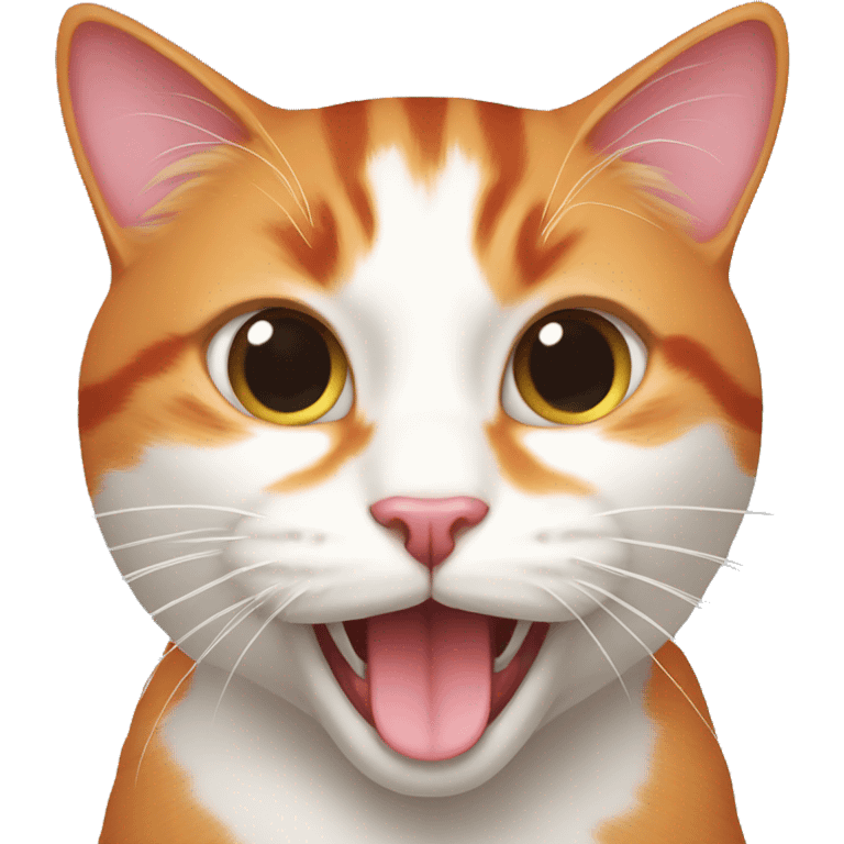 Red and white cat sticking out its tongue  emoji