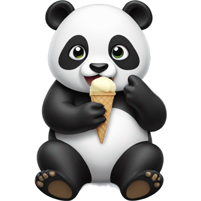 Panda eating ice cream emoji