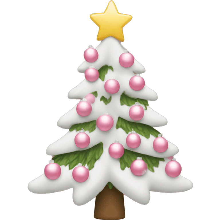 christmas tree with light pink and white ornaments emoji