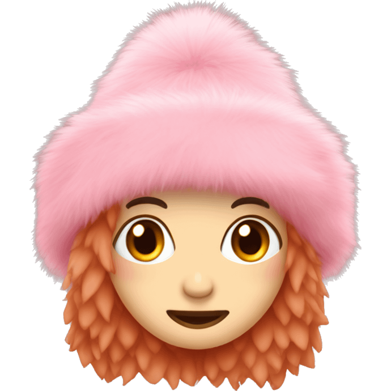 Cute pink fur hat for winter emoji