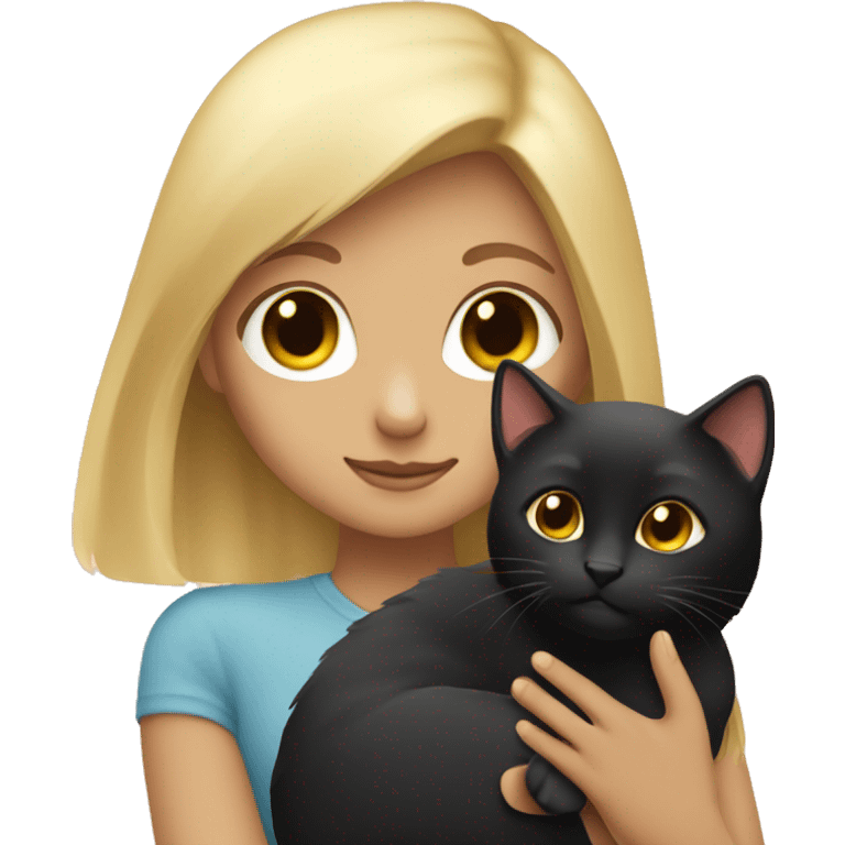 Black cat in a blonde girl hand emoji