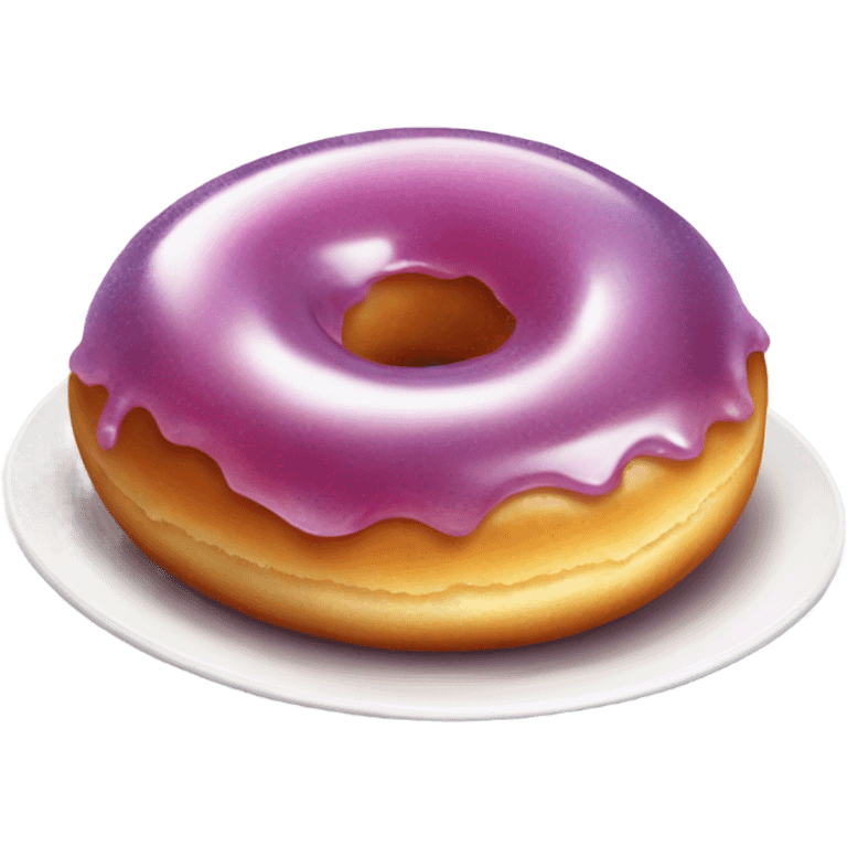 Realistic polish jelly-filled donut with bite taken out sitting on white realistic plate emoji