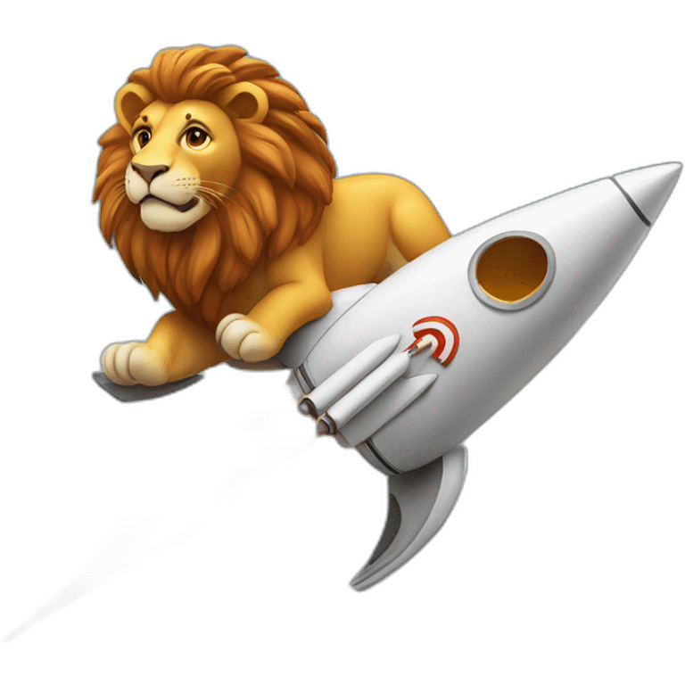 lion sitting on a rocket ship and the letters AWS are written on the side emoji